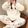thumbnail image 4 of Conjunto de pijama de Hello Kitty para mujer, Pantalones suaves de tela elástica de lana de Anime, ropa de dibujos animados, regalo de cumpleaños, nuevo, 4 of 5
