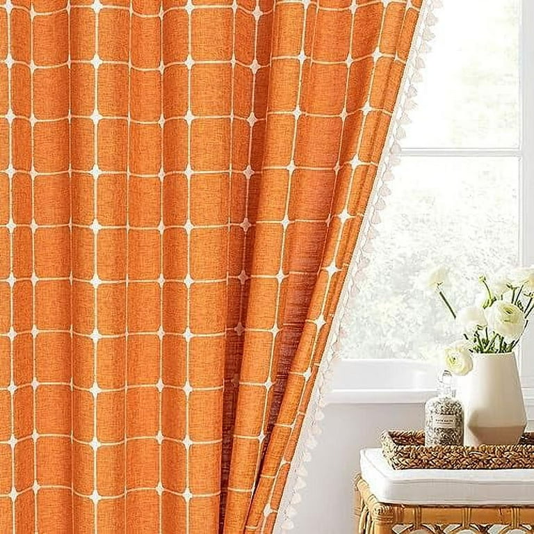 Boho Farmhouse Shower Curtain Set Modern Cotton Linen Fabric Cloth