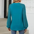 thumbnail image 5 of Fznquz Blue Shirts Women Lace Dressy Long Sleeve Blouses Work Pleated Crew Neck Tops Womens XXXL, 5 of 5