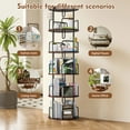 thumbnail image 6 of 5-Tier 360° Rotating Bookshelf Tower, Narrow Tall Spinning Bookcase - Space-Saving Revolving Storage Shelf for Bedroom, Living Room, Office, Walnut Brown, 6 of 10