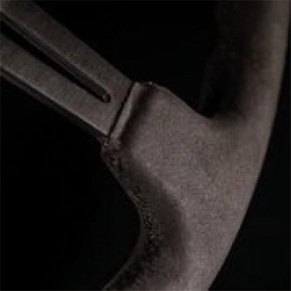 NRG RST-018SA 350 mm 3 Po. Cuir Noir Profond avec Couture Alcantara Volant Renforcé