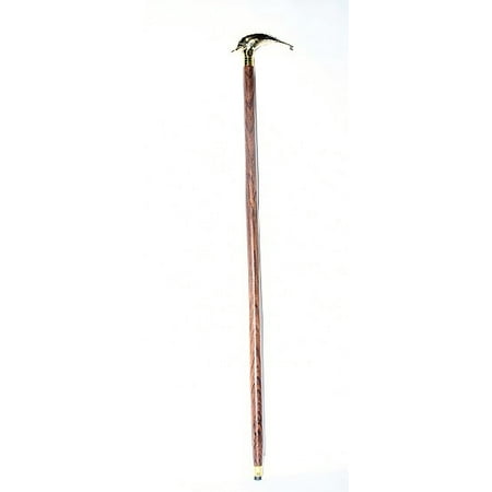 Solid Brass Dolphin Topped Wood Shaft Cane 35