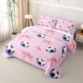 thumbnail image 3 of Manfei Pink Coquette Bow Twin Quilt Set For Girls,Kids Soccer Sport Game Twin Coverlet Set,2 Pieces, 3 of 7