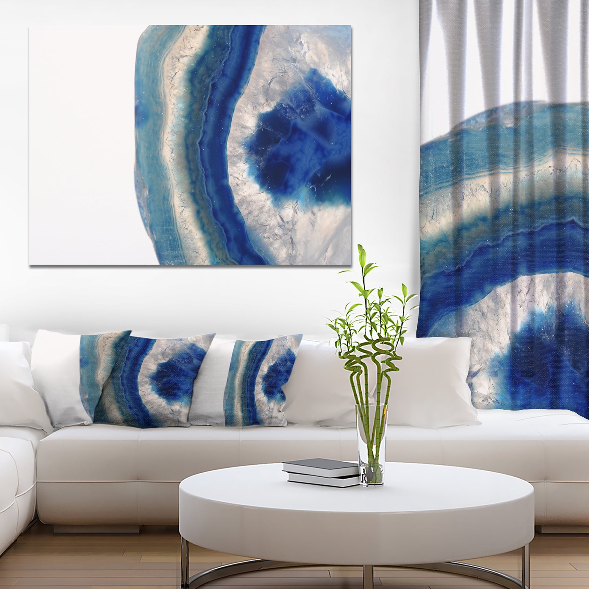 Designart 'Macro of Blue Agate Stone ' Abstract Canvas Wall Art Print