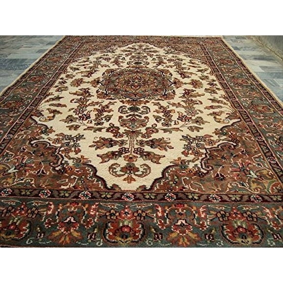 Ahmedani Linen Exclusive Amazed Sarafian Floral Rectangle Home Decor Living Room or Bedroom Area Rug Hand Knotted Wool Silk Carpet (6 x 4) Foot