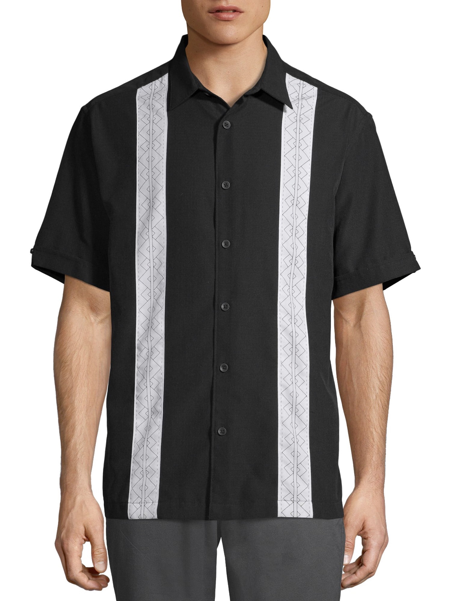Cafe Luna Men's and Big Men's Short Sleeve Panel Woven Shirt - Walmart.com
