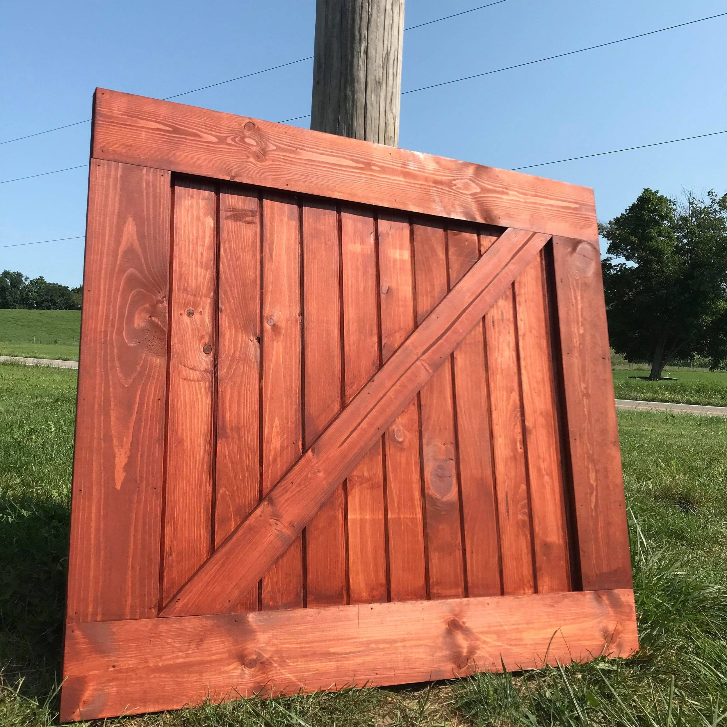 Stumps Custom Wood Barn Door Style Baby/Pet Gate for Stylish Home Safety and Security 59-60 Inches Height x 47-49 Inches Width