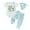 Light Blue, variant on QUOTAY Baby Easter Outfit for Girls Bunny Print 3 Piece Summer Short Sleeve Romper with Pants and Hat Outfit Sets for Kids White,12M
