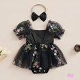 thumbnail image 4 of Eliza-0-24 Meses Bebé Niñas Floral Malla Romoper Vestido Puff Manga Corta Bodys Con Diadema, 4 of 4