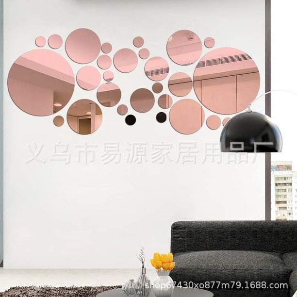 30 Uds. Calcomanías de espejo para pared, pegatinas circulares redondas para pared, espejo decorativo acrílico extraíble, decoraciones para el hogar DIY
