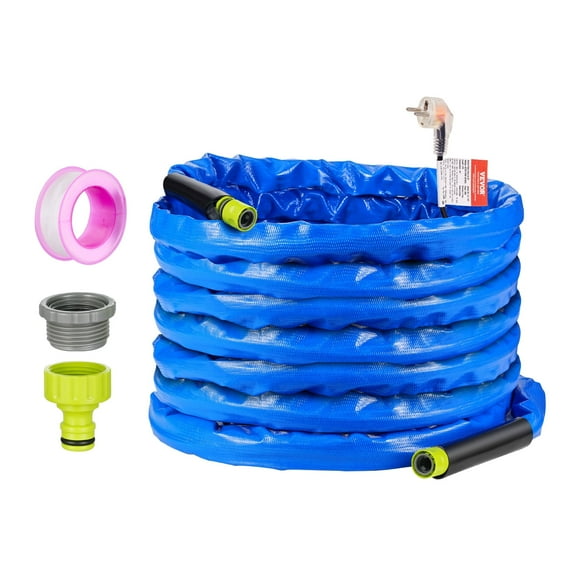 VEVOR 50ft Heated Water Hose for RV, Heated Drinking Water Hose with Corrugated Cover Antifreeze to -45°F, Automatic Self-regulating, 5/8" I.D. with 3/4" GHT Adapter, Lead and BPA Free
