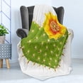 thumbnail image 4 of Cactus Soft Flannel Fleece Throw Blanket, Thorny Cacti in the Shape of Heart and Yellow Flower Opuntia Spikes, Cozy Plush for Indoor and Outdoor Use, 60" x 80", Green Yellow Orange, by Ambesonne, 4 of 5