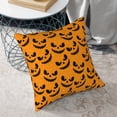 thumbnail image 6 of Square Decorative Throw Pillow Covers with Core, Halloween Ghost Faces Background Throw Pillows for Couch Sofa Bed Home Decor, 18"x18", 6 of 9