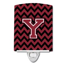Letter Y Chevron Garnet and Black Ceramic Night Light