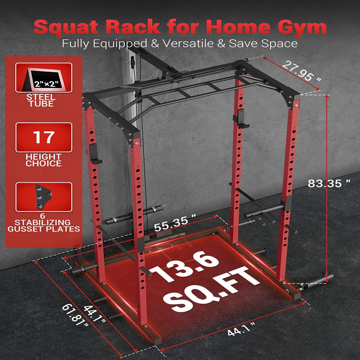 Danolapsi Power Cage,Multi-Functional Power Racks for Home Gym with Cable Crossover System,1600LBS Weight Capacity Fitness Squat Rack for Strength Workout with More Training Attachment（ship in 2 boxes