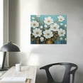 thumbnail image 3 of COMIO  White Flowers Wall Art Canvas Magnolia Teal Floral 3D Thick Textured Picture Gold Turquoise Blue Painting Artwork Framed for Living Room Bedroom Bathroom Home Office Wall Decor,, 3 of 4