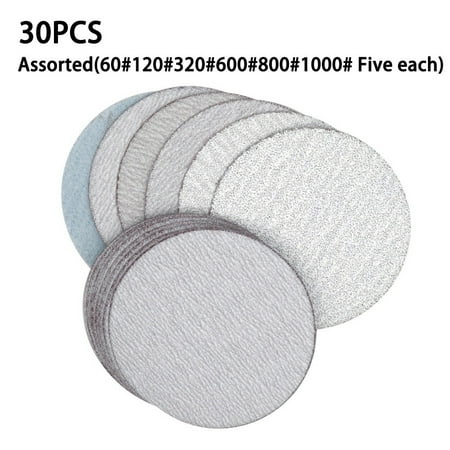

30PCS 3 Inch Hook & Loop White Dry Sanding Disc Semi-Brittle Corundum Sandpaper