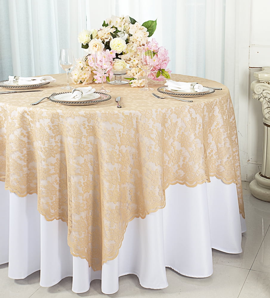 Blush LACE 72x72" TABLE OVERLAY Wedding Party Catering Reception Linens SALE 