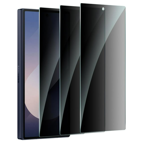 3 Pack for Samsung Galaxy Z Fold 6 Privacy Screen Protector, Anti Spy Tempered Glass Film 9H Hardness, Shatterproof Scratch Resistant for Samsung Galaxy Z Fold 6, Case Friendly, Black