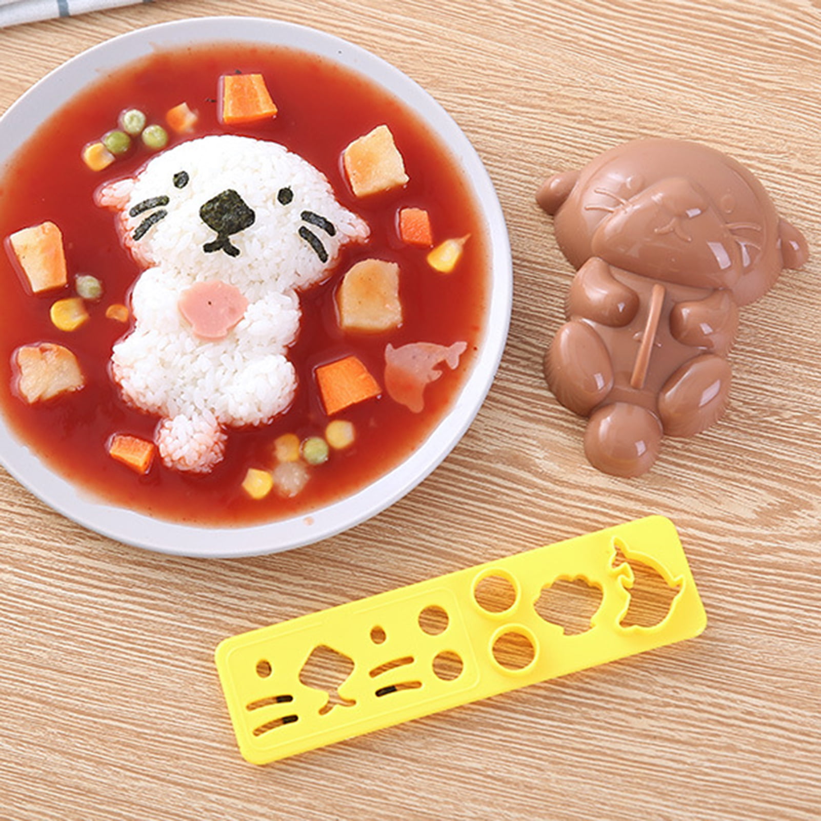 DYTTDG Cute Aesthetic School Supplies Sushi，Meat，Vegetable Roll，Seaweed And  Rice Ball Cooking Silicone Candy Molds Bite Size