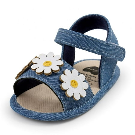 

Infant Baby Girls Summer Sandals with Flower Soft Non-Slip Sole Newborn Toddler First Walker Crib Dress Shoes Princess Flat Shoes 0-18M
