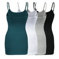 thumbnail image 2 of ShezPretty Womens & Juniors Basic Solid Long Length Adjustable Spaghetti Strap Camisole Tank Top (4PK - 3XLarge, Green Teal/White/Black/H.Grey), 2 of 7
