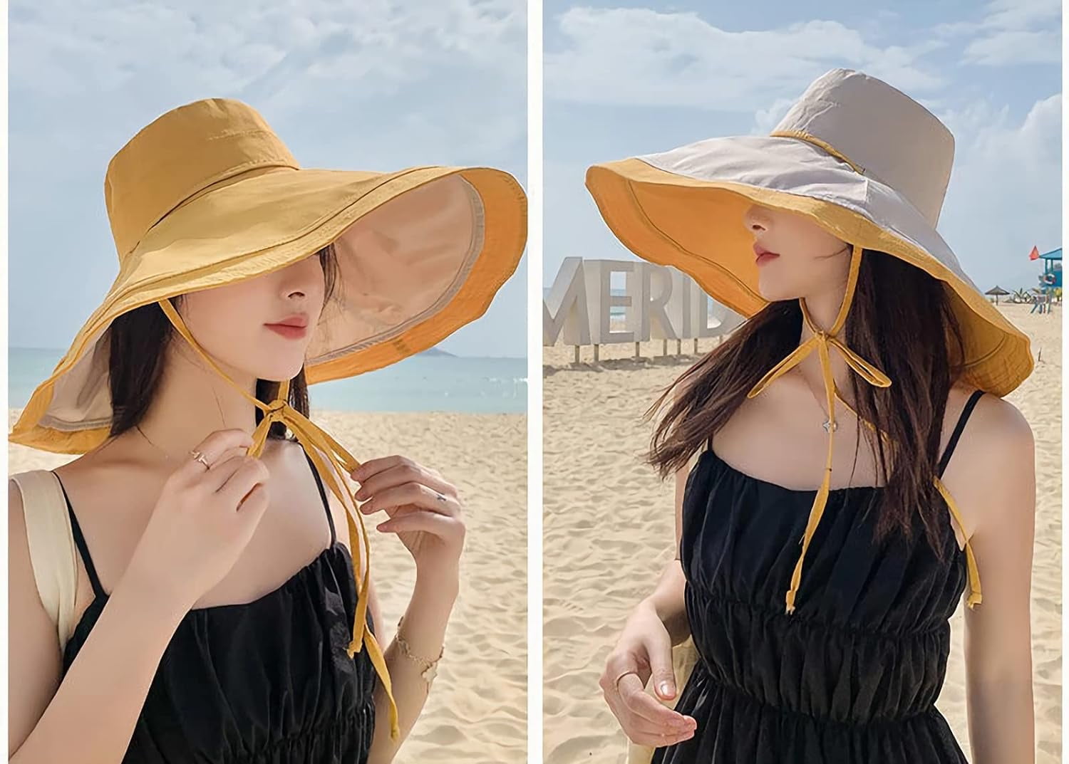Reversible Foldable Wide Brim Sun Hat with Metal Wired Edge, UV Protection, Wide Brim Women main image 3