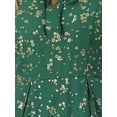 thumbnail image 5 of DARING DIVA Square Neck Short Sleeve Print A-Line Dress M Dark Green-Floral, 5 of 6