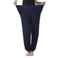 thumbnail image 6 of Dyfzdhu Women Stretchy Plus Size Pants Solid Color Trouser Casual Loose Baggy With Pockets for Yoga Dance Sport Homewear Blue, 6 of 8