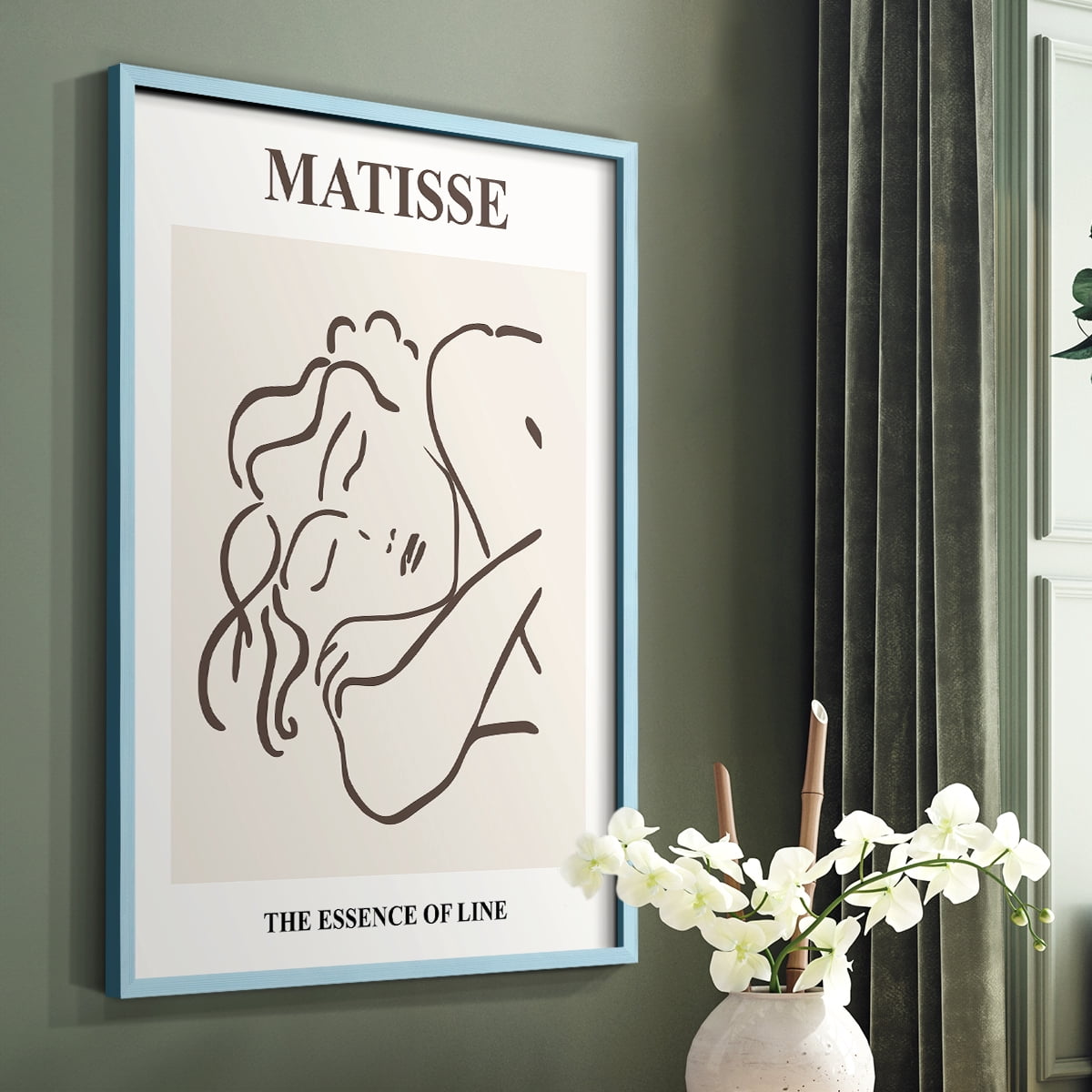 Matisse CXXXII Framed Print in Blue Solid Wood 8 x 10 Framed Print