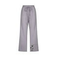 thumbnail image 3 of up to 60% off Gifts Usmixi Womens Plus Size Straight Cropped Trousers Casual Dandelion Print Cotton Linen Comfy Pants Drawstring Elastic Waist 3/4 Pants with Pocket Gray XXXL, 3 of 4