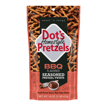 Dot's Homestyle Pretzels BBQ Seasoned Pretzel Twists, 16oz Family Size Bag - ( 4 pack )