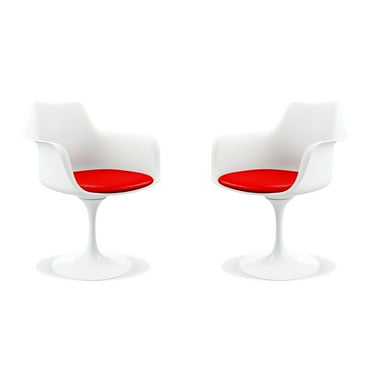 Modholic Tulip Swivel Armchair, Red (Set Of 2)