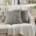 thumbnail image 3 of Home Soft Things Serenta Jacquard Rabbit Faux Fur Throw Pillow Covers 2 Piece Set, 20" x 20", Grey, 3 of 6