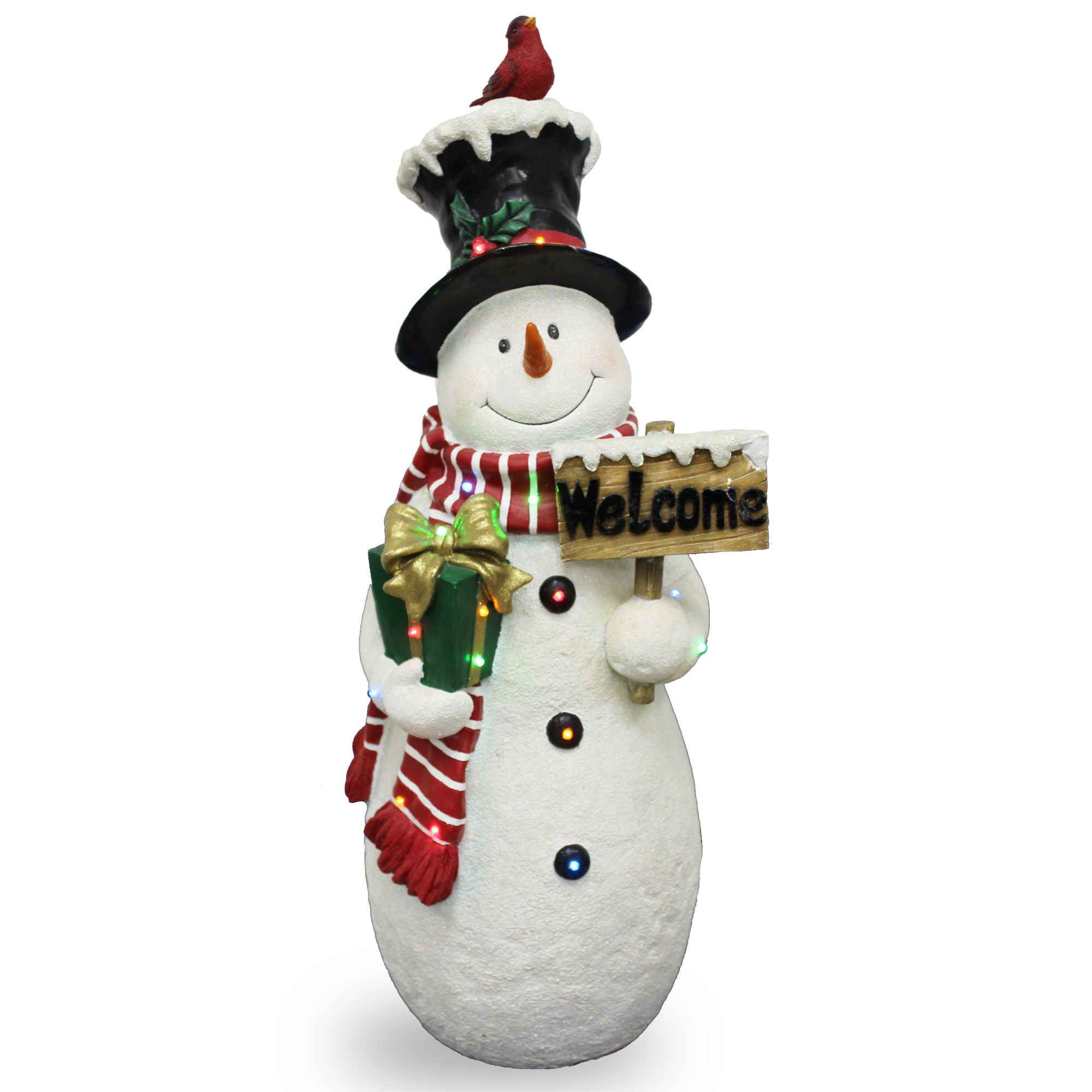 Snowman Door Greeter w/ LED Lantern GC 