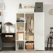 Gymax Portable Closet Clothes Foldable Armoire Wardrobe Closet w/8 Cubes Hanging Rods