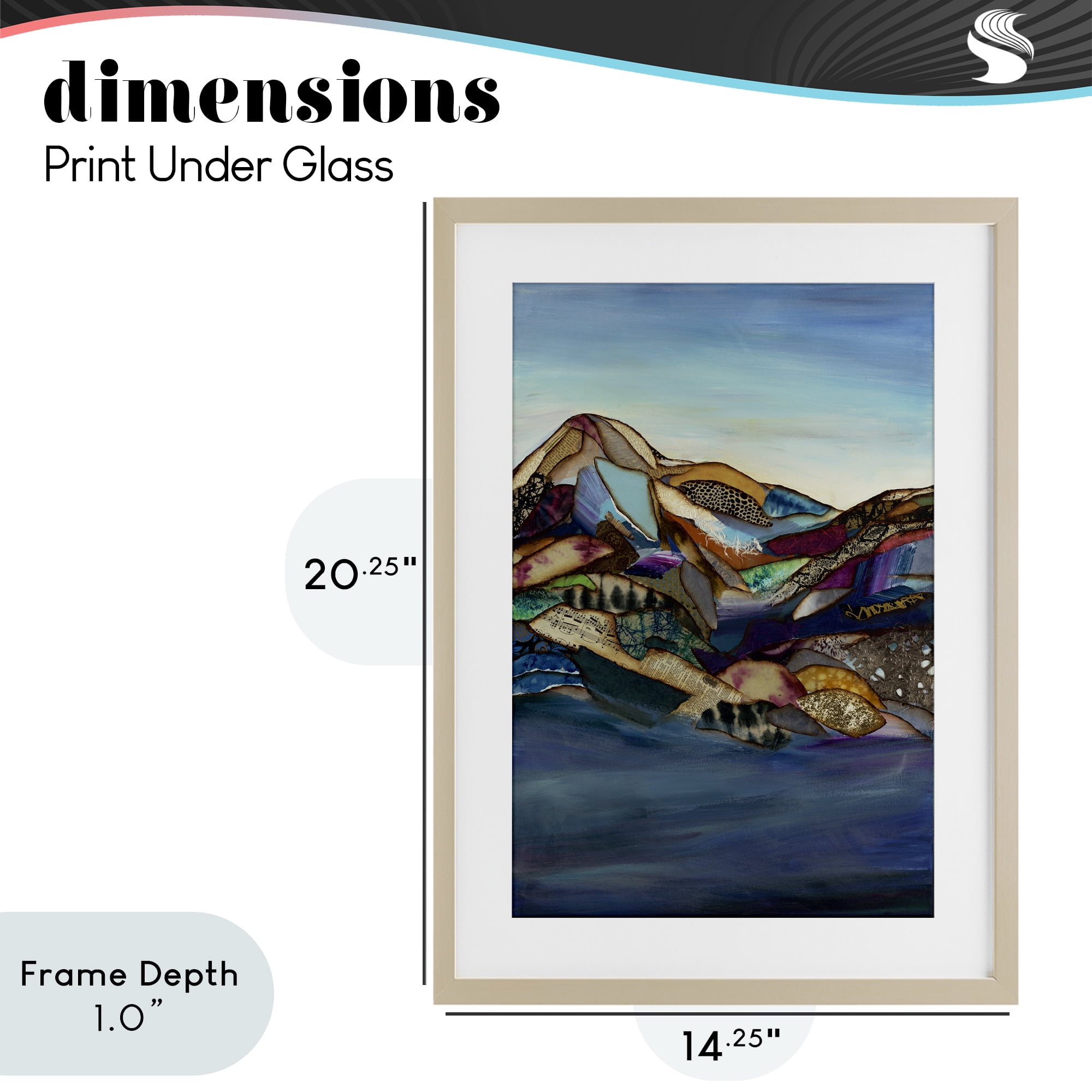 Stupell Industries Patchwork Collaged Mountains Birch Framed Print Under Glass, design by Van Horne-Borcherding