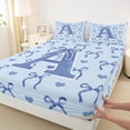 thumbnail image 3 of Castle Fairy Monogrammed Letter Initial A 4 Pieces Queen Sheet Sets for Teens Girls Boys,Kawaii Blue Bow Ultra Soft Flat Sheet,Dreamy Princess Queen Fitted Sheet,Super Cozy Room Decor, 3 of 7