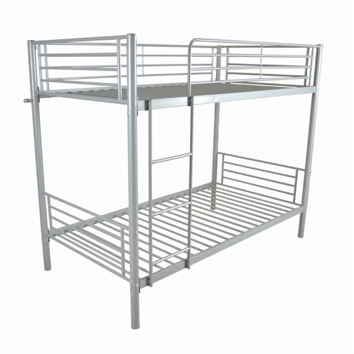 Twin Size Metal Bunk Bed, Sturdy Iron Frame, 33.5cm Safety Fence for Upper Berth, with Under-Bed Storage for Bedroom