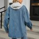 thumbnail image 4 of Chaqueta vaquera con capucha y mangas largas para mujer, nueva moda informal de otoño, chaqueta vaquera lavada con capucha, abrigo vaquero para mujer, 4 of 7
