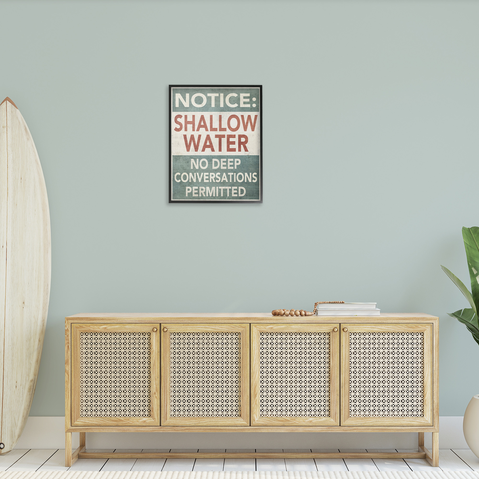 Stupell Industries Vintage Shallow Water Phrase Typography Painting Black Framed Art Print Wall Art, 24 x 30