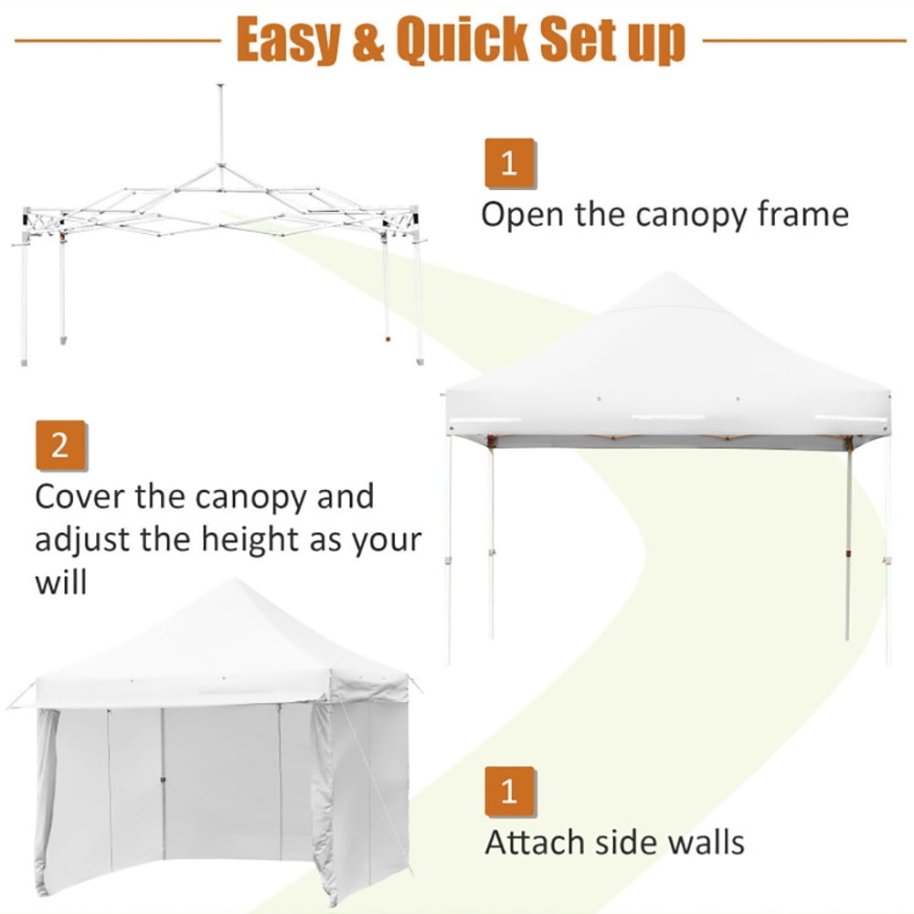 Aimee Lii 10 x 10 Feet Pop-up Gazebo with 5 Removable Zippered Sidewalls and Extended Awning, Backyard Canopy Gazebo, White Aimee Lii 10 x 10 Feet Pop-up Gazebo with 5 Removable Zippered Sidewalls and Extended Awning, Backyard Canopy Gazebo, White