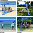 thumbnail image 4 of Beach Tent Canopy 10'x10' Beach Tents Sun Shelter 6-8 Person Beach Canopy Tent Sun Shade Easy Setup Pop Up Beach Shade Canopy Portable Beach Tent UPF 50+ Waterproof, Blue, 4 of 7