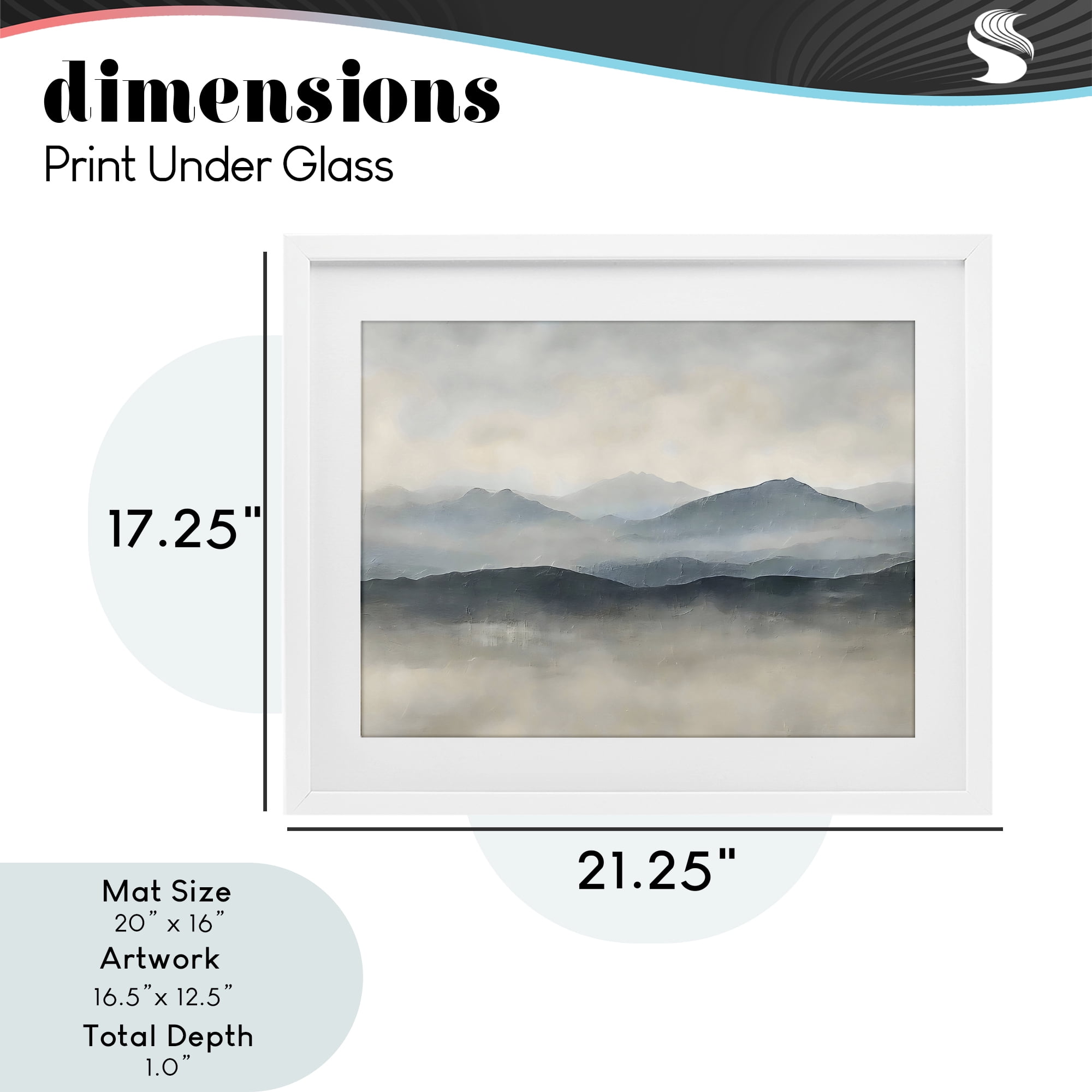Stupell Industries Misty Muted Mountainscape White Framed Print Under Glass, design by Riley B