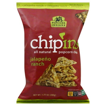 Popcorn Indiana Chip'Ins All Natural Jalapeo Ranch Popcorn Chips, 7.25 Oz.