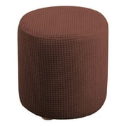 Stretchable Round Ottoman Cover Footrest Sofa Cover Machine Washable Fits Seat Brown