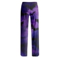 thumbnail image 5 of KDDYLITQ Pajamas for Women Halloween Skeleton Elastic Waist Stretchy Soft Drawstring Trousers Lightweight Skull Halloween Pj Pants Purple L, 5 of 6