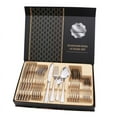thumbnail image 1 of Juego De Cubiertos De Acero Inoxidable Brillante, 24 Piezas, Cuchillo Para Carne, Tenedor, Cuchara, Para Restaurante, 1 of 5