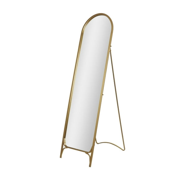 DecMode 18" x 65" Gold Metal Arched Freestanding Foldable Floor Mirror