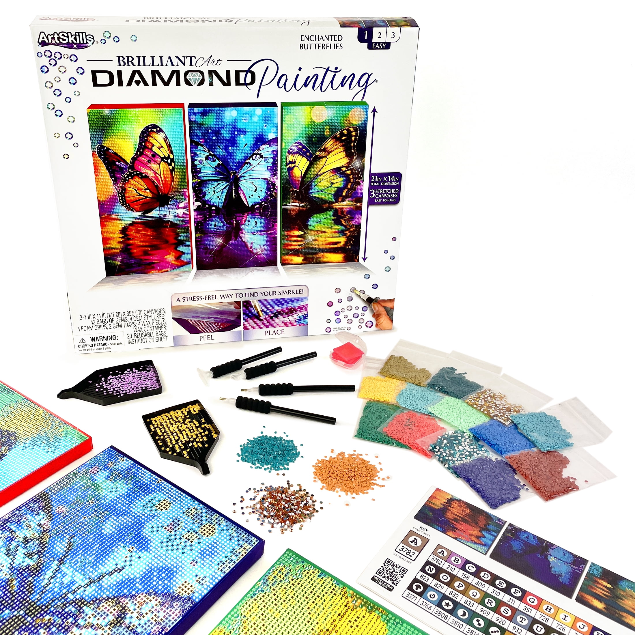 ArtSkills Diamond Art Painting Kit for Adults, Enchanted Butterflies